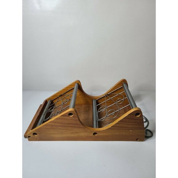 Vintage Wood Metal Ornate Two Tier Wall Hanging Mail Bill Organizer Holder MCM - Picture 5 of 11